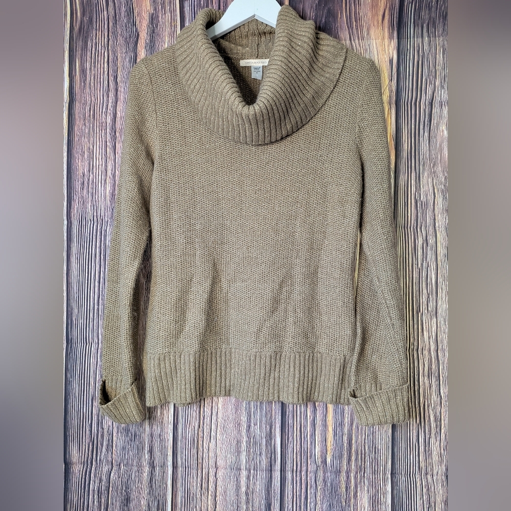 Canyon River Blues Taupe/Gold Cowl Neck Sweater